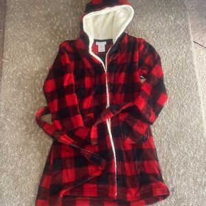 Red and Black Plaid Hooded Robe
